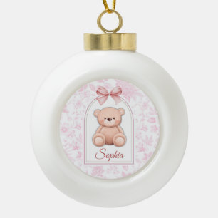 Sophia   Benutzerdefiniertes rosa Teddy-Bär-Kinder Keramik Kugel-Ornament