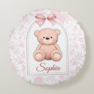 Sophia Benutzerdefiniertes rosa Teddy-Bär-Kinder Rundes Kissen