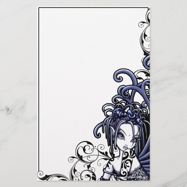 "Sophia" blaue Tätowierungs-feenhaftes Briefpapier (Vorderseite)