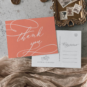 SOPHIA Bright Coral Summer Wedding Vielen Dank Postkarte