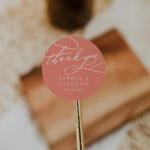 SOPHIA Bright Coral Wedding Danke Sticker