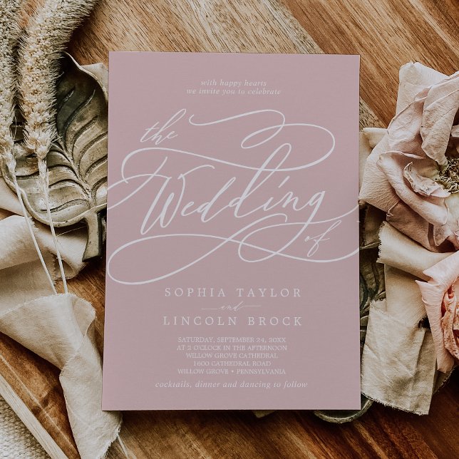 SOPHIA Einfache Elegante Klassische Blush Pink Hoc Einladung (SOPHIA Simple Elegant Classic Blush Pink Wedding Invitation)