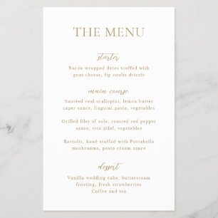Sophia Gold Modern Wedding Menu Flyer