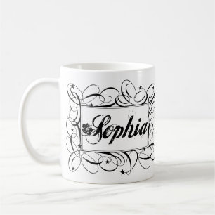 Sophia in schwarz in stilvollem Rahmen benennen Kaffeetasse