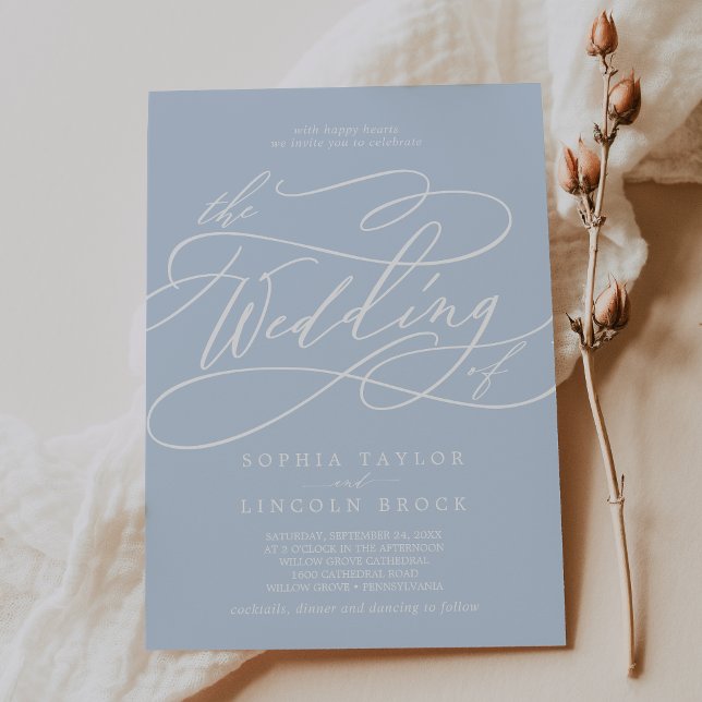 SOPHIA Light Baby Blue Chic Elegante Extravagante  Einladung (SOPHIA Light Baby Blue Chic Elegant Fancy Wedding Invitation)