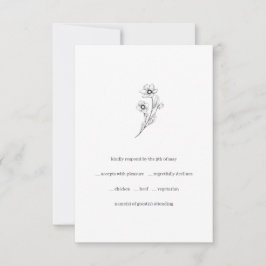 Sophia Minimalistische Schwarz-weiße Mahlzeiten Ho RSVP Karte