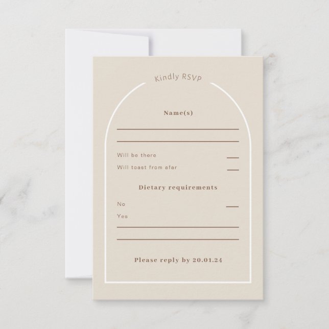 SOPHIA Modern Desert Boho Arch Response Card RSVP Karte (Vorderseite)