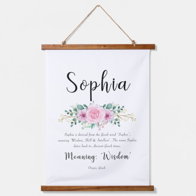 Sophia Name bedeutet Wandhängen Wandteppich Mit Holzrahmen (Vorderseite)