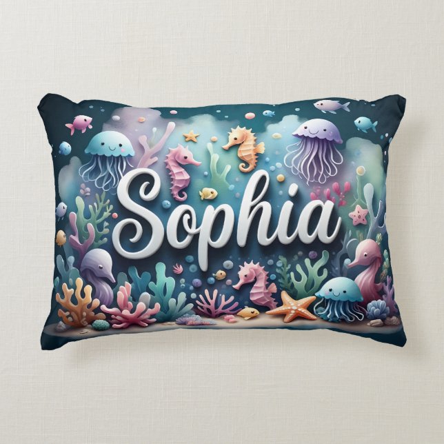 Sophia Name Ocean Theme Dekorative Sea Life Dekokissen (Vorderseite)