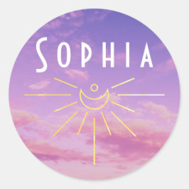 Sophia Name Stickers Round Sunshine Boho Hippie