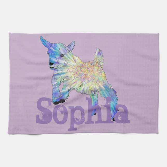 Sophia Niedliches Baby Goat Jumping Animal Art Handtuch (Horizontal)