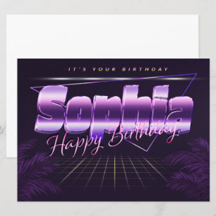 Sophia Nom Prénom lila retro Carte Anniversaire