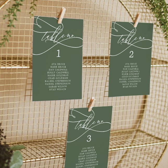 SOPHIA Olive Green Wedding Chart Card Card Karte (SOPHIA Olive Green Wedding Seating Chart Card)