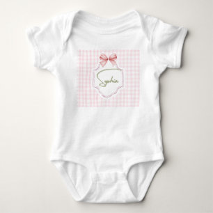 Sophia Personalisiertes Rosa Schleife & Gingham Dr Baby Strampler