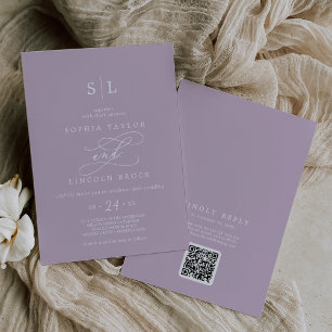 SOPHIA QR Code Lilac Lila in einer Hochzeit Einladung