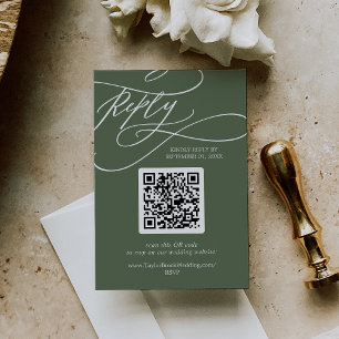 SOPHIA QR Code Rustikale Grünen Hochzeit aus Holz RSVP Karte