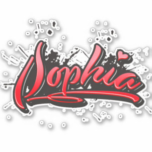 Sophia red Heart Graffiti Aufkleber Sticker
