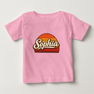Sophia Retro-Sonnenuntergang Personalisiertes Name Baby T-shirt