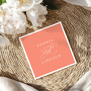 SOPHIA Romantic Bright Coral Summer Wedding Serviette