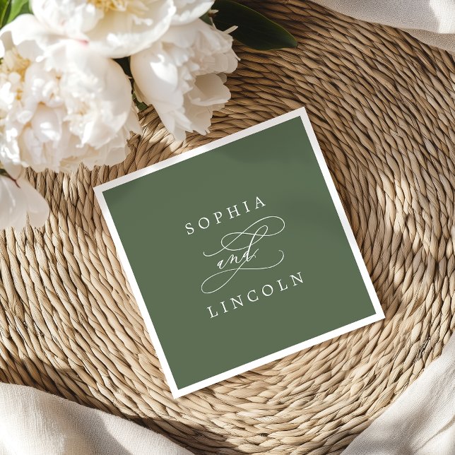SOPHIA Rustikale Waldweide Grüne Hochzeit Serviette (SOPHIA Rustic Woodland Olive Green Wedding Napkins)