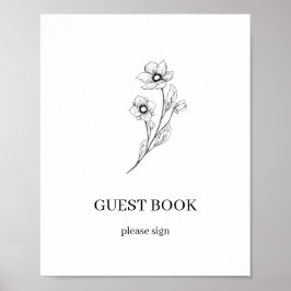 Sophia Simple Minimalistisch Guest Book Wedding Si Poster