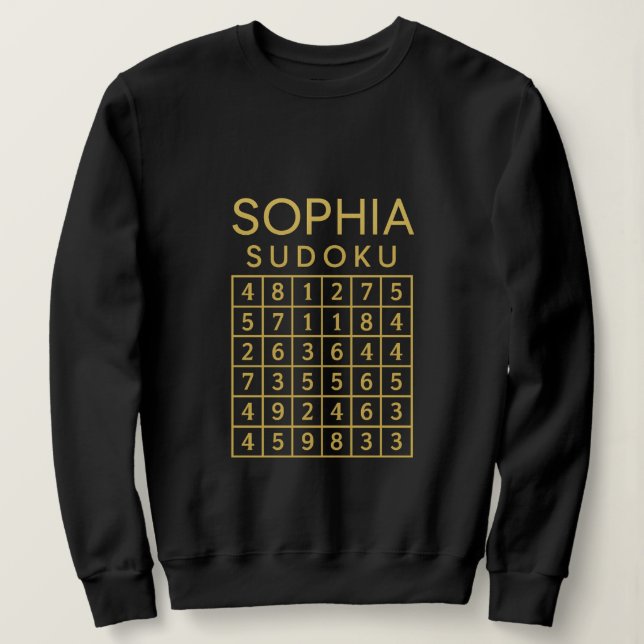 SOPHIA Sudoku-Rätsel – Golden Grid T-Shirt Sweatshirt (Design vorne)