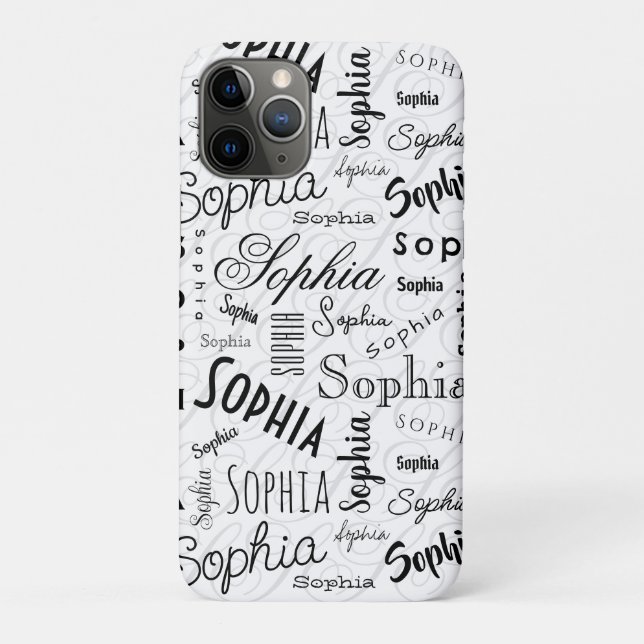 Sophia Typografie Schwarz Weiß Case-Mate iPhone Hülle (Rückseite)