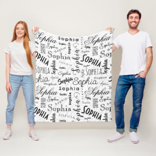 Sophia Typografie Schwarz-weiß Fleecedecke
