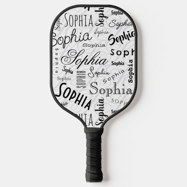Sophia Typografie Schwarz-weiß Pickleball Schläger (Vorderseite)