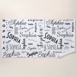 Sophia Typografie Schwarz Weiß Strandtuch