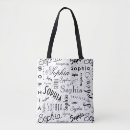 Sophia Typografie Schwarz-weiß Tasche