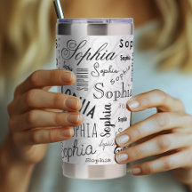 Sophia Typografie Schwarz-weiß Tumbler