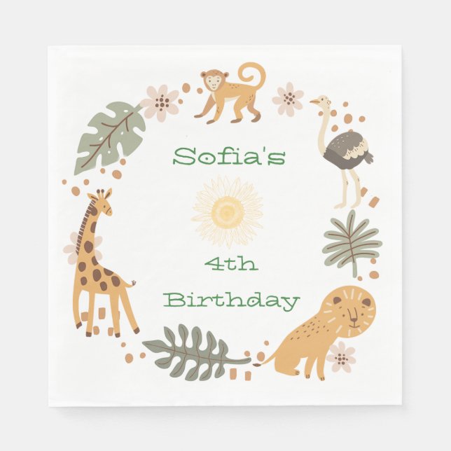 Sophias Dschungeltierisches Party Serviette (Vorderseite)