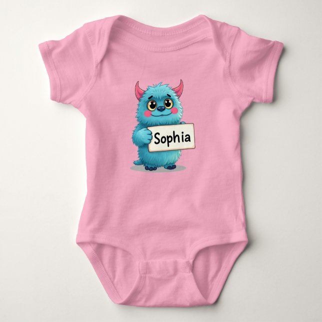 Sophia's Sparkling Blue Monster Baby Strampler (Vorderseite)