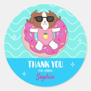 Sophie Dog Pool Party Danke Stickers