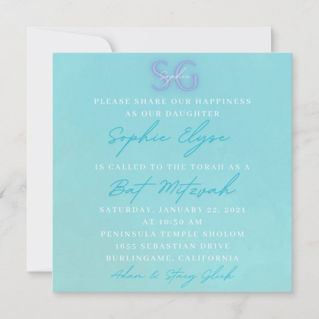 Sophie's Bat Mitzvah-Einladungen Einladung (Vorderseite)