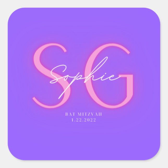 Sophie's Bat Mitzvah-Sticker Quadratischer Aufkleber (Vorderseite)