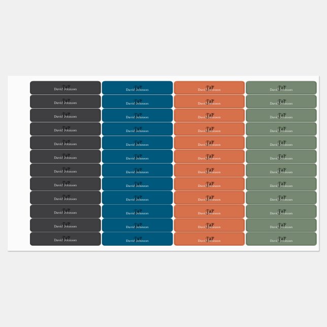 Sophistcated Modern Mens Name Adhesive Text Etiketten (Blatt)