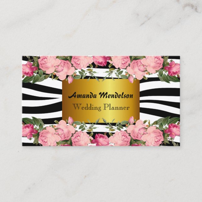 Sophisticate Zebrastreifen und -Rosen Visitenkarte (Vorderseite)