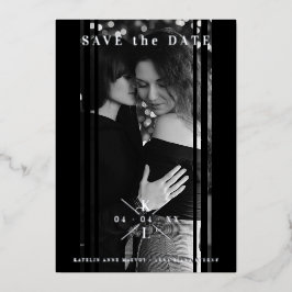 Sophisticated B&W Photo Couple Lesbian Gay Wedding Folieneinladung