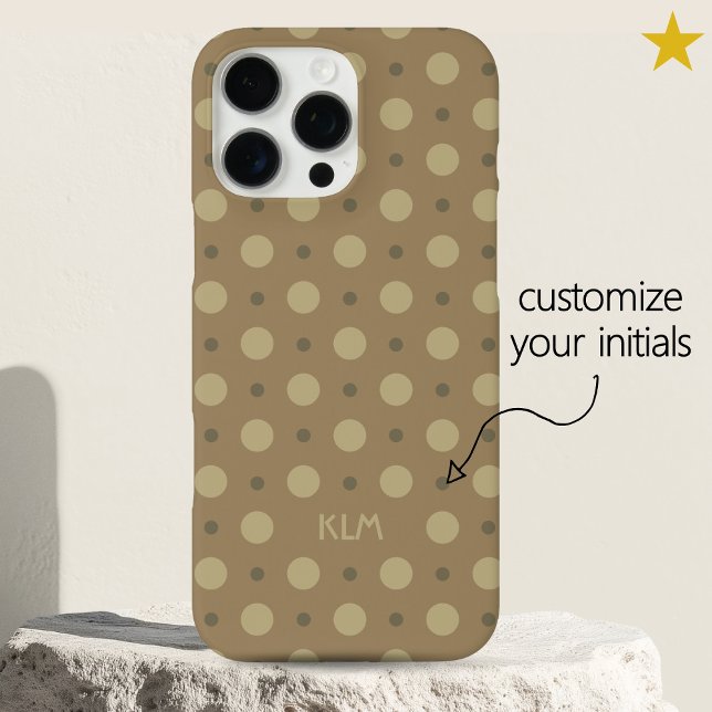Sophisticated Beige Gray Dots Custom Name Initials iPhone 16 Pro Max Hülle (Von Creator hochgeladen)