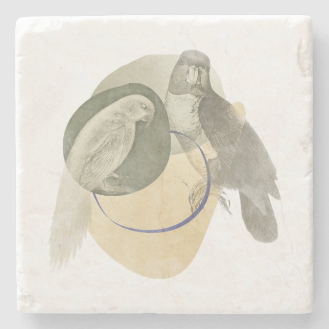 Sophisticated Bird Art Warm Neutral Stone Coaster Steinuntersetzer (Vorderseite)