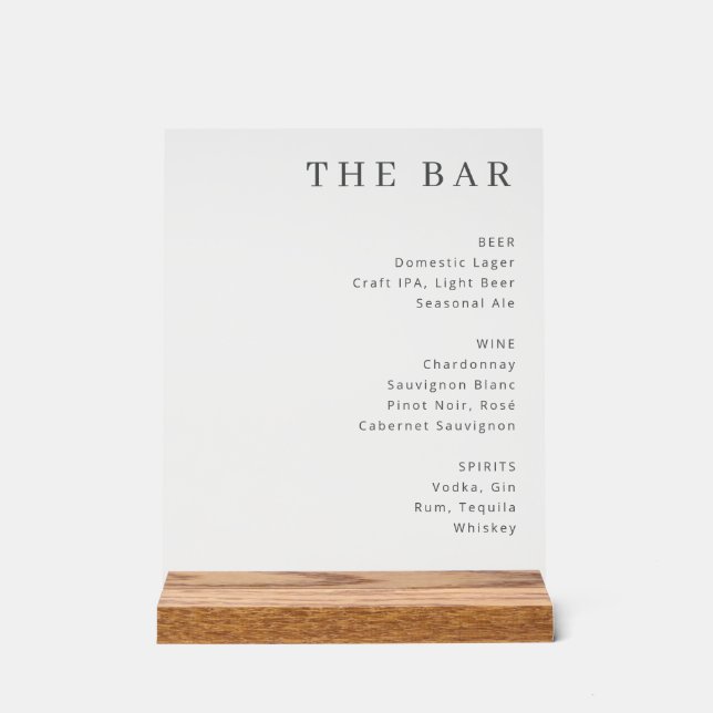 Sophisticated Black and White Serif Bar Menu (Recto)