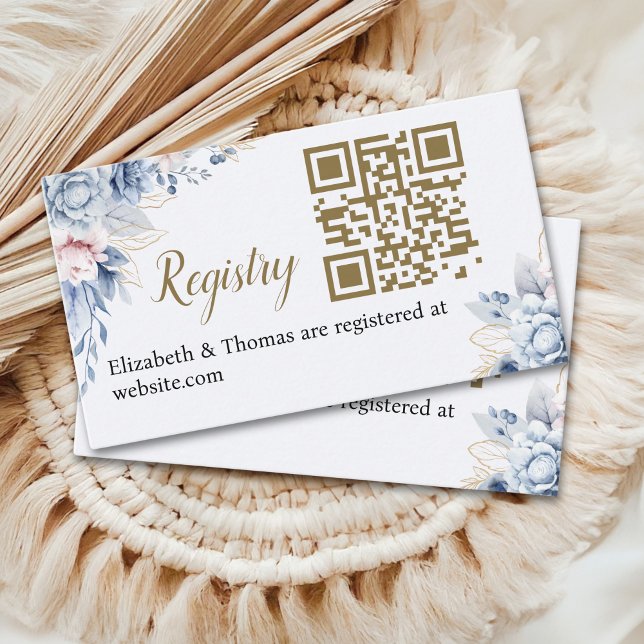 Sophisticated Blue Floral Bridal Shower Begleitkarte (Von Creator hochgeladen)