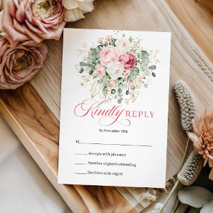 Sophisticated Bohemian Blush Floral Hochzeit-RSVP RSVP Karte