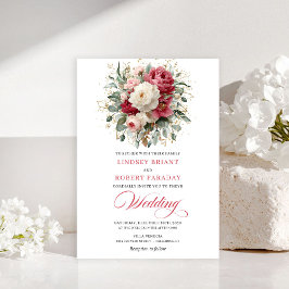 Sophisticated Bohemian Blush White Greenery Invite Einladung