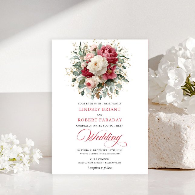Sophisticated Bohemian Blush White Greenery Invite Einladung (Sophisticated Bohemian Blush White Greenery Invitation)