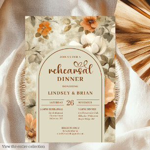 Sophisticated Copper Elfenbein Salbei Floral Probe Einladung