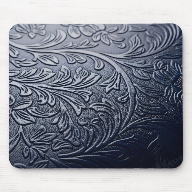 Sophisticated Dark Blue 3D Rose Petal Pattern  Mousepad (Vorne)
