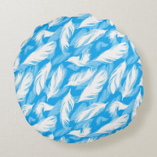 Sophisticated Feather Design Rundes Kissen